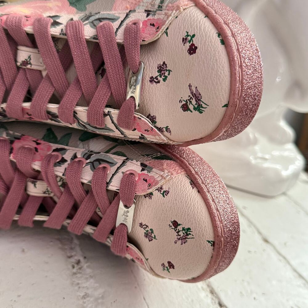 Coach Women's  High Top sneakers shoes pink floral size 6b - Picture 11 of 11